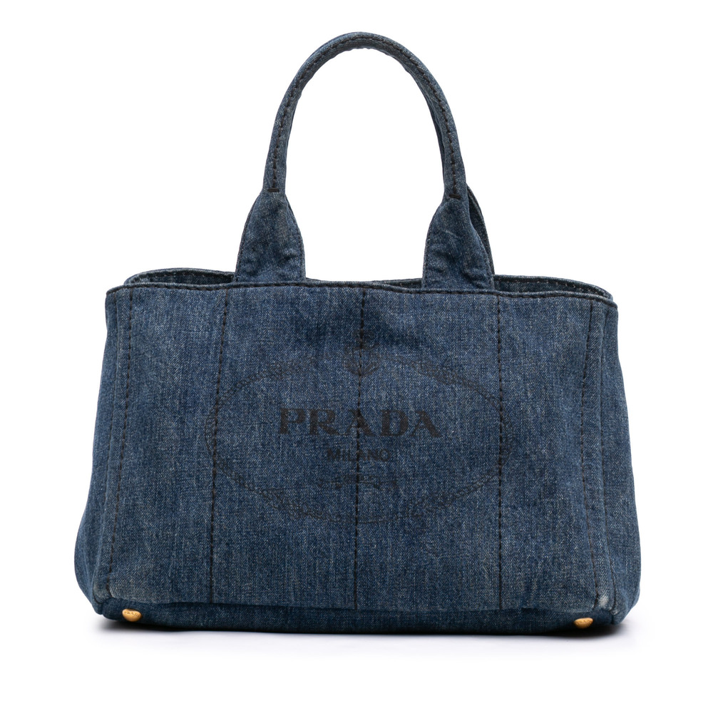 Pre-Loved Prada Denim Canapa Logo Tote
